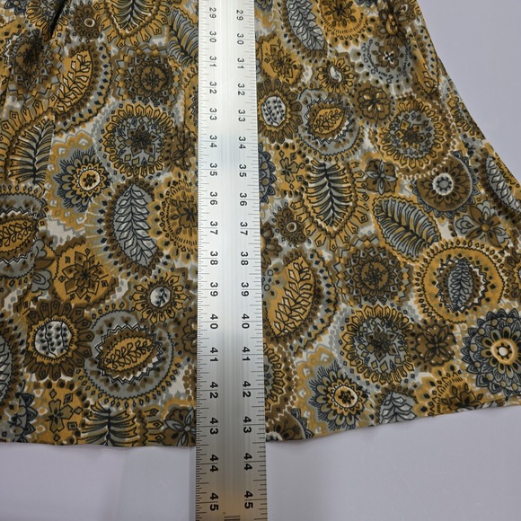 Vintage‎ Womens Paisley Print Midi Dress Button Up Short Sleeve Tie Neck - Picture 5 of 6